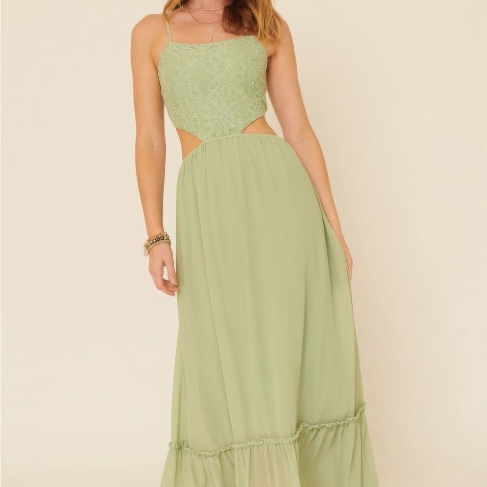 Chiffon Floral Lace Maxi Dress